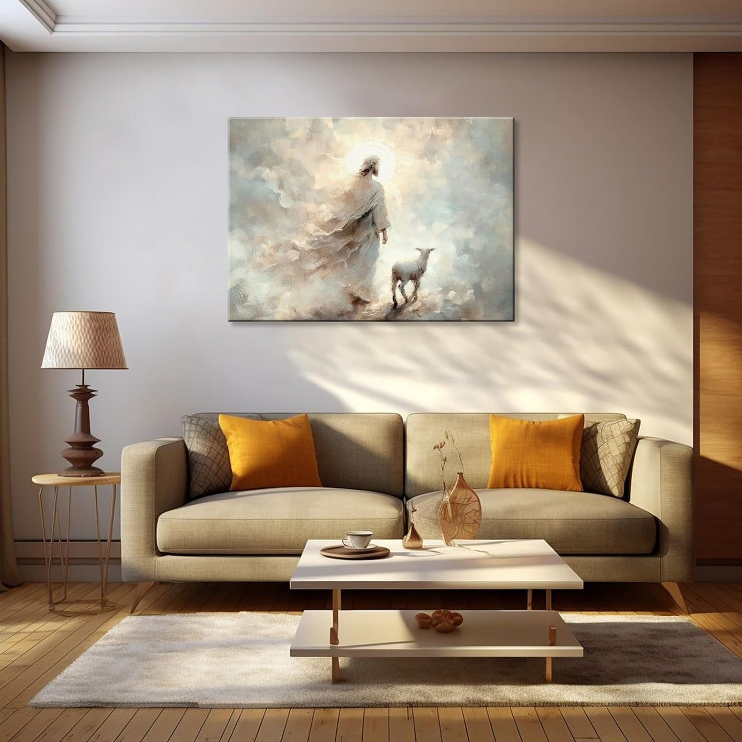 Jesus Wall Art Boho Jesus and Lamb Canvas Wall Art Scripture Wall Ar