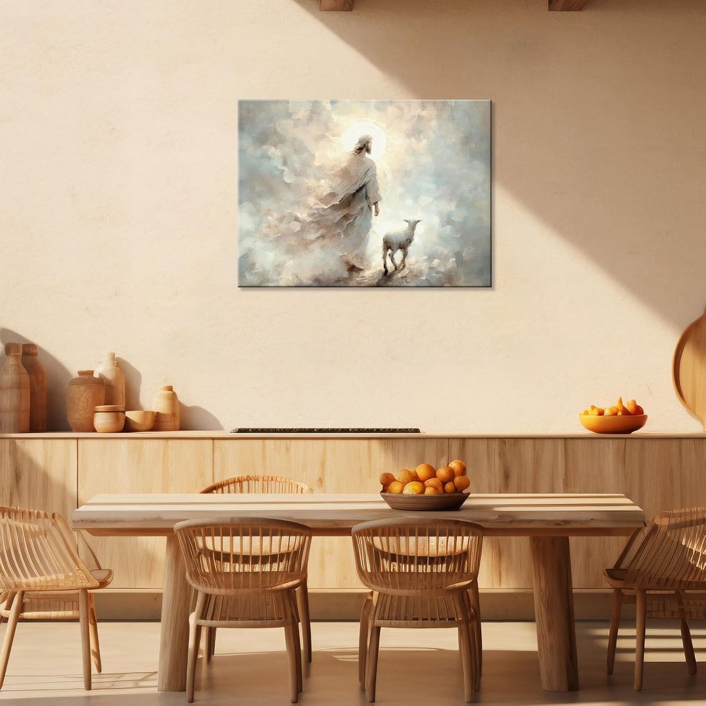 Jesus Wall Art Boho Jesus and Lamb Canvas Wall Art Scripture Wall Ar