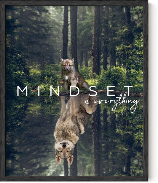 Mindset Is Everything Wall Art - Motivational Posters for Office Motivational Posters Classroom Art Prints Inspirational Quotes Mindset Is Everything (Black Frame, 16X20)